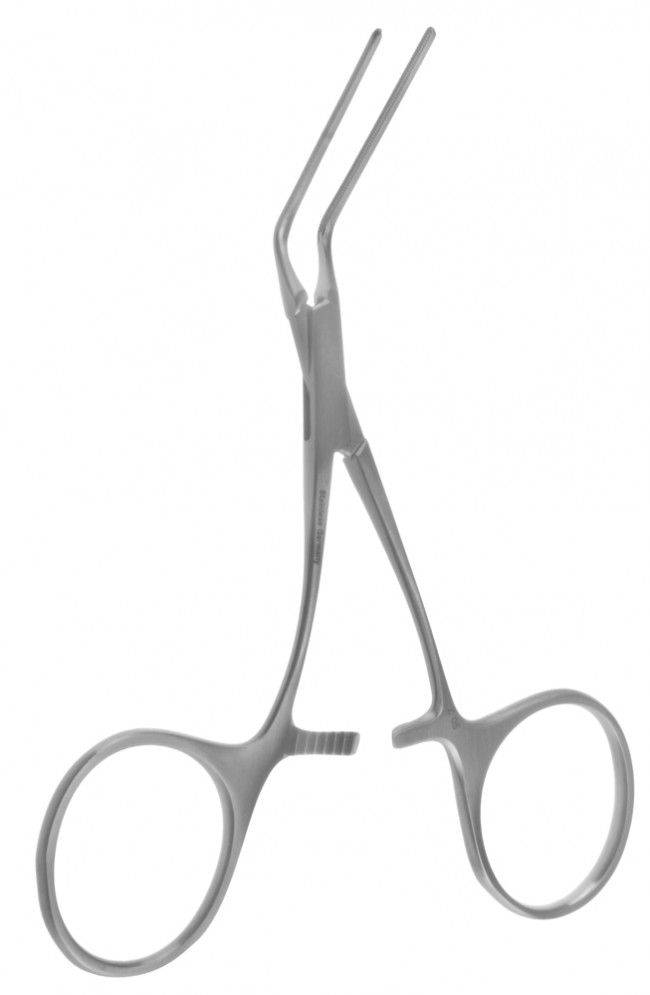 Debakey-Castaneda Clamps, 1.4 Mm Debakey Jaws, Narrow & Delicate, 4 3/4" (12.0 Cm), Curved Shanks, "S" Curved Jaws